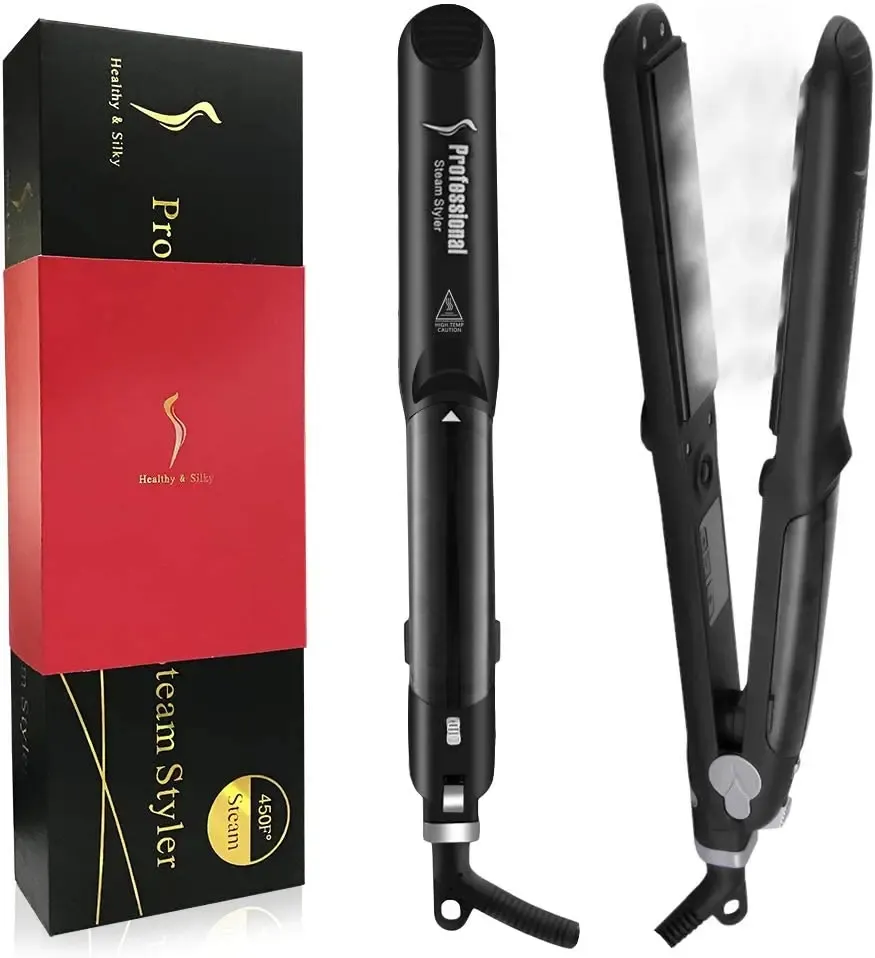 Ironaux à la vapeur professionnelle Coiffure lisure de coiffure en céramique Vapeur Flat Iron Seam Hair litrefing Iron Curler Steamer Hair Styling Outil