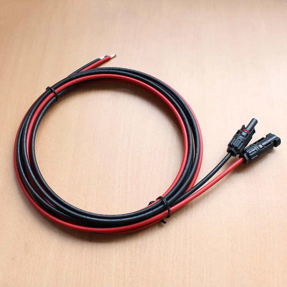 Solar solpanel PV -kabel Klassad svart och röd 2,5 mm2 4mm2 Solkabel med solvattentät kontakt