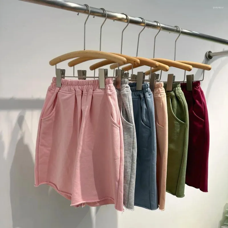 Шорты, лето 2024, корейские штаны для маленьких девочек, хлопковые штаны с эластичной резинкой на талии, однотонные, прямые, свободные, разноцветные, доступны для детей