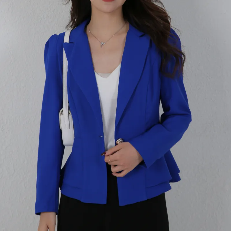 Trajes de mujer Blazers chaqueta tipo traje corto sólido para mujer abrigo de manga larga de gran tamaño chaqueta holgada Casual Office LadiesTops