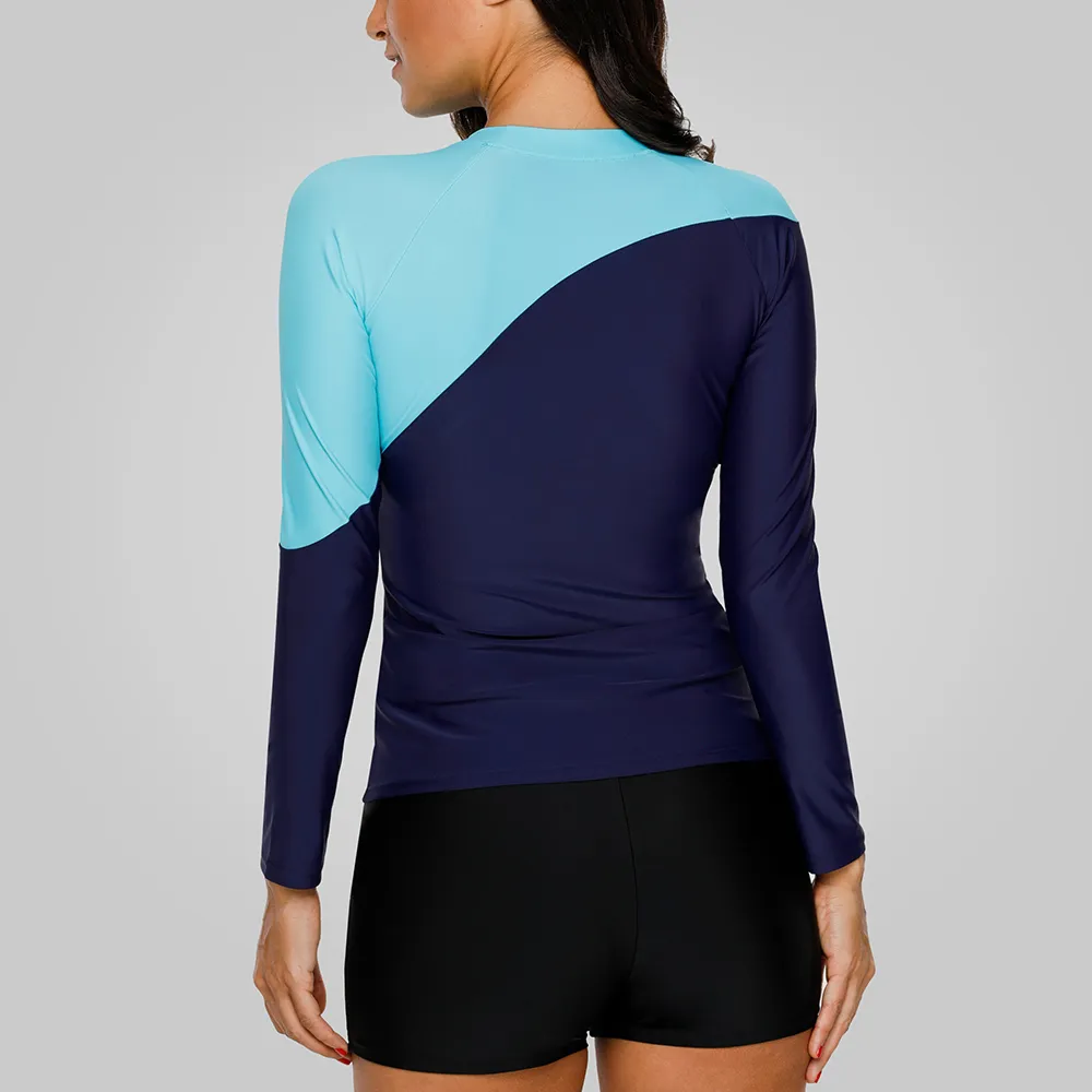 Hicidod Girls Rash Guard Swimsuit Two Piece Long Sleeve Tankini Bathing Suit UPF 50 Sun Protection Summer Beach Swimwear With Boyshorts - View #13