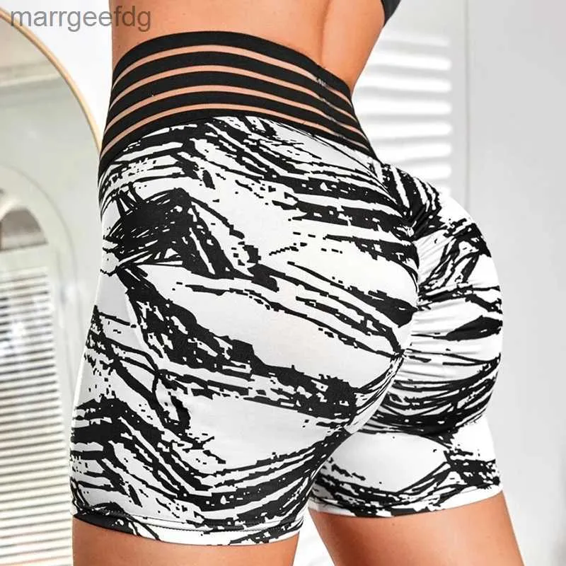 Shorts femininos esporte correndo yoga fitness leggings camo estiramento calças shorts roupas curtas jogging treino 240329