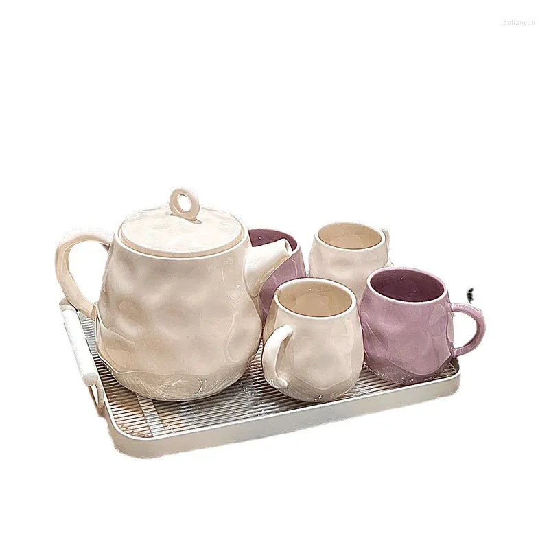 Set di pentole Set di bottiglie d'acqua fresca viola Set di ceramiche di alta bellezza per uso domestico in colori tenui Commercio all'ingrosso creativo