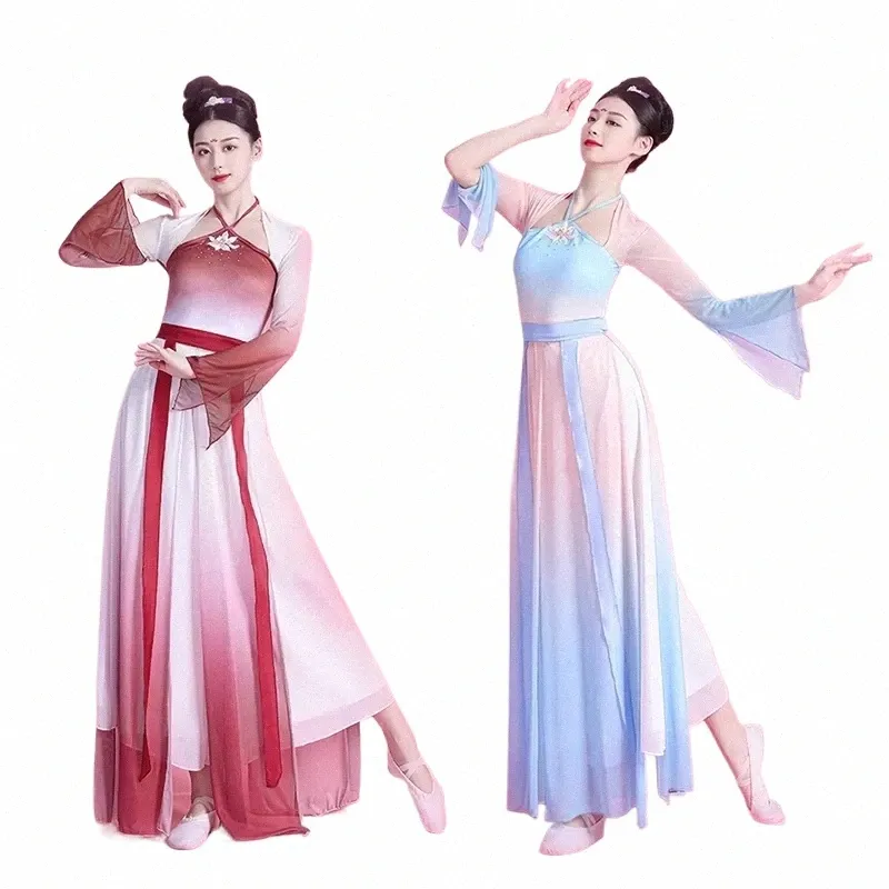 Danza popolare cinese Abbigliamento Hanfu Tradizionale Costume da ballo Yangko Fata Folk Dr Stage Wear Classico quadrato Fan Dance Set X37M #