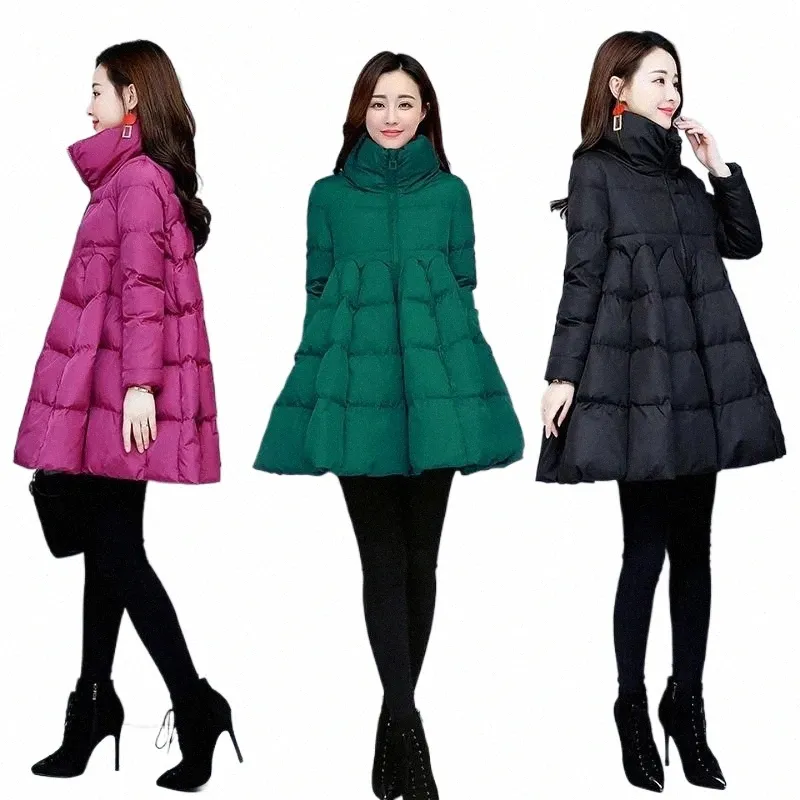 cloak Winter Jacket Womens 2023 New Down Cott Coat Fi Thick Skirt Padded Jackets Female Lg Loose A-line Pcho Parkas y4mU#