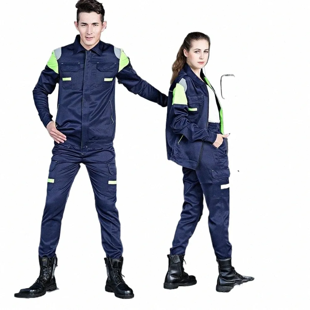 Vêtements de travail Vêtements de travail Vêtements Hommes Femmes Lg Manches Ouvriers Uniforme Atelier De Voiture Costume De Travail Réparateurs Mécaniques Salopette P5YO #