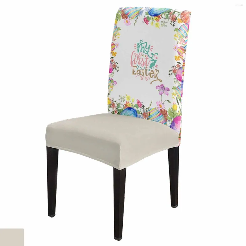 Sandalye Paskalya Çiçekleri Yumurta Suluboya Kapak Seti Mutfak Streç SPANDEX KOLTUK Slipcover Ev Dekoru Yemek Odası