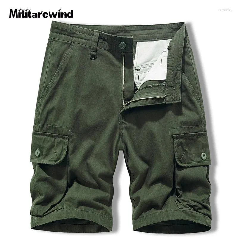 Shorts pour hommes Style japonais été décontracté Cargo court hommes couleur unie taille moyenne multi-poches pur coton respirant Safari