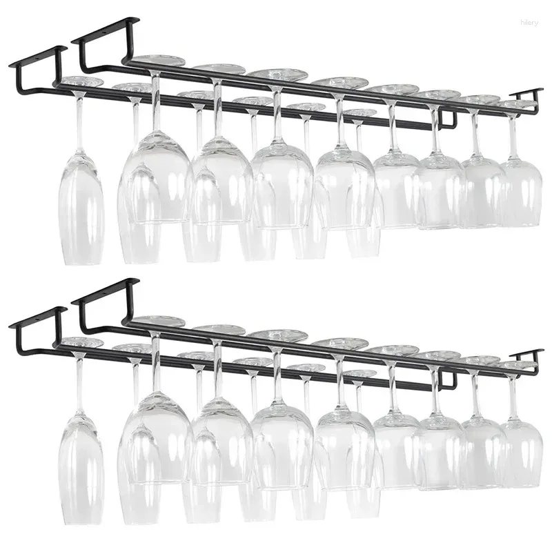 Kitchen Storage Wall Mount Wine Glass Holder Under Cabinet Hanger Organizer Convenience Hanging Stemware For