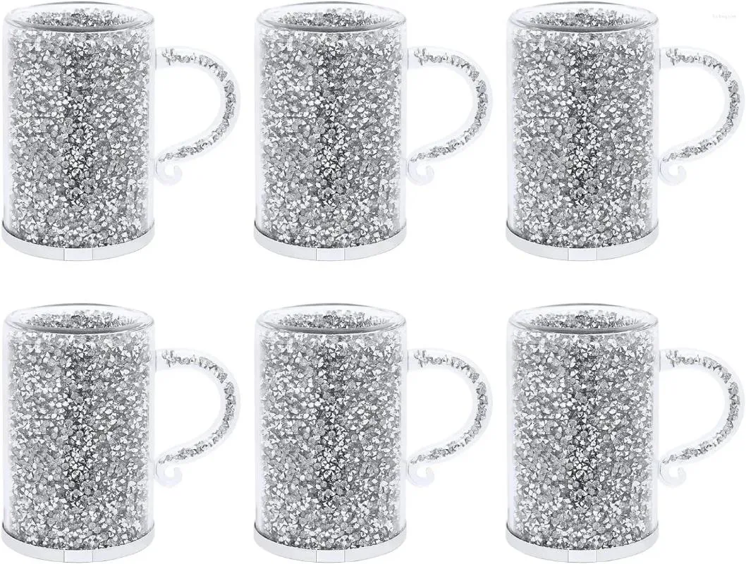 Canecas 6 pçs/lote Cristais Caneca de Café Dink Vidro 6oz com alças para bebidas Latte Chocolate Diamante Espresso Cup Set