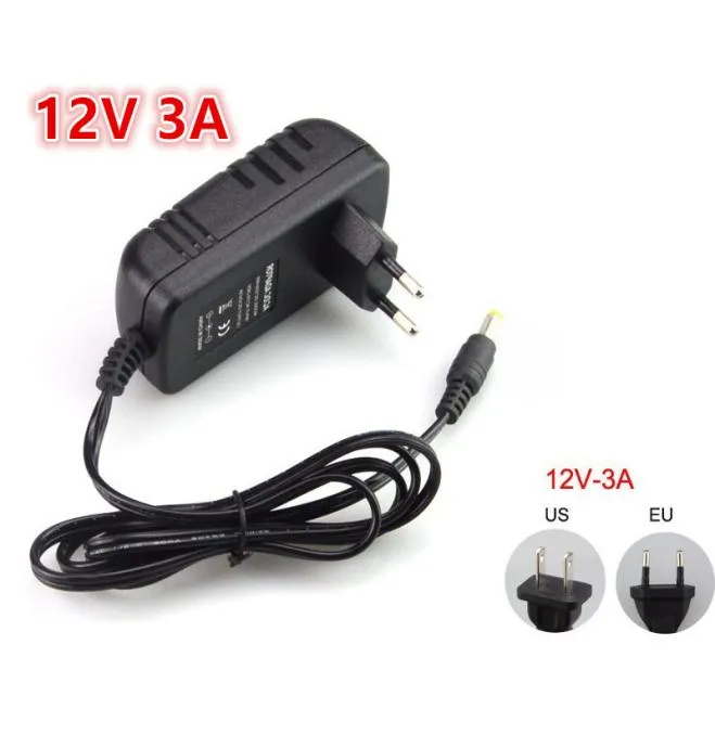 US EU AU UK PLUC -strömförsörjningsadapter AC 110240V till DC 12V 3A för LED -remsor Ljusomvandlare Adapter Switching Charger6442340