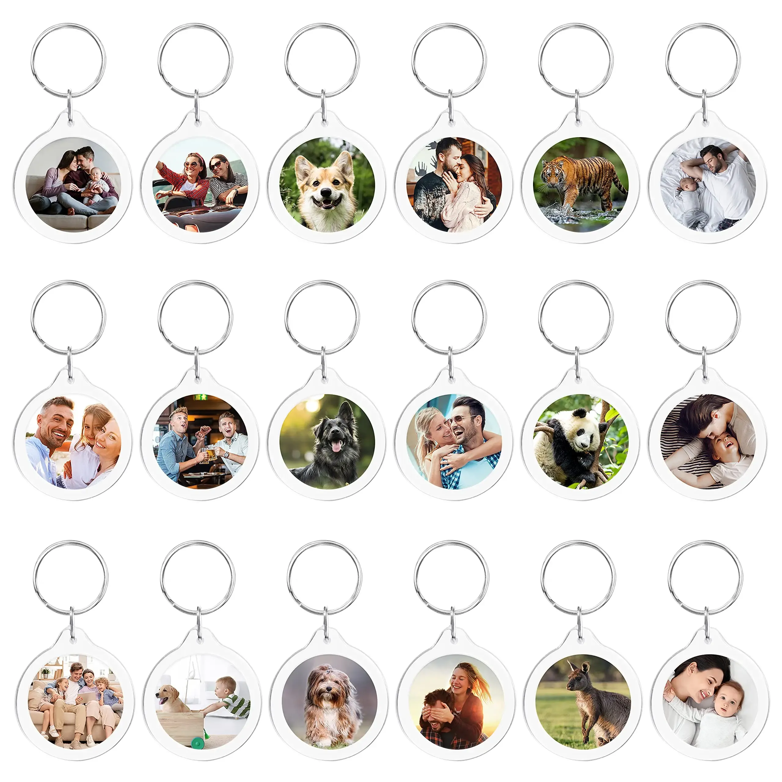 Ambachten 30 STKS blanco ronde foto-insteeksleutelhangers 4 cm (1,57 inch) doorschijnende heldere cirkel acryl sleutelhangers voor dubbelzijdige foto's