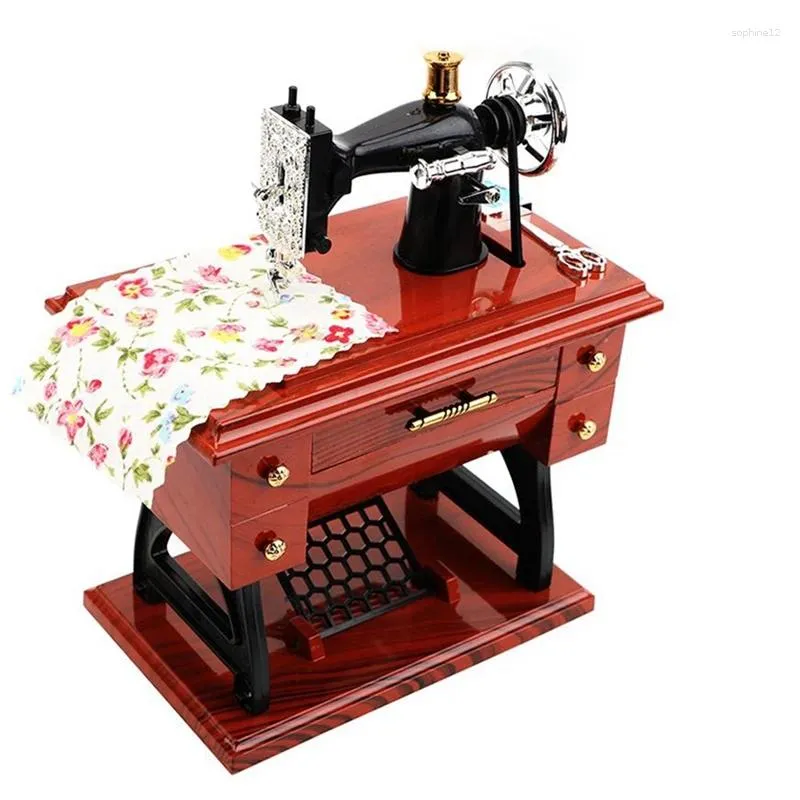 Decorative Figurines Sewing Machine Style Music Box Plastic Mini Hand Crank Vintage Boxes Festival Gift Year Birthday Gifts