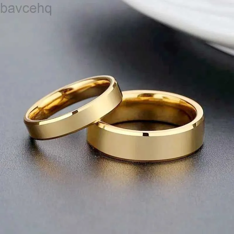 Anneaux de mariage Ramos Smoothless en acier inoxydable Rings Gold Color simple 4 mm 6 mm Femmes Men Amateurs Bijoux de mariage Cadeaux de fiançailles 24329