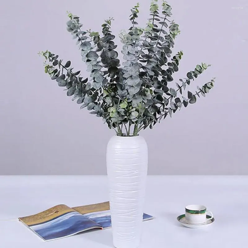 Fleurs décoratives à la mode, plastique artificiel Portable, 3 Branches, feuille d'eucalyptus, fausse plante, facile à transporter