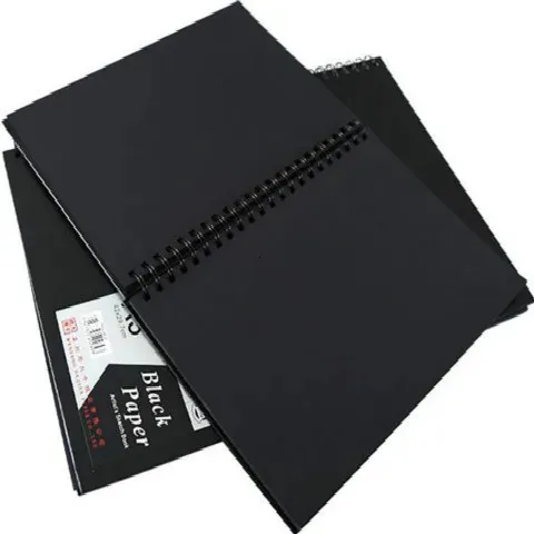 A4 Black Card Book 120 Pages Paper Inner Page Coil Graffiti A3 Po Album DIY Sketchbook Notebook 240329