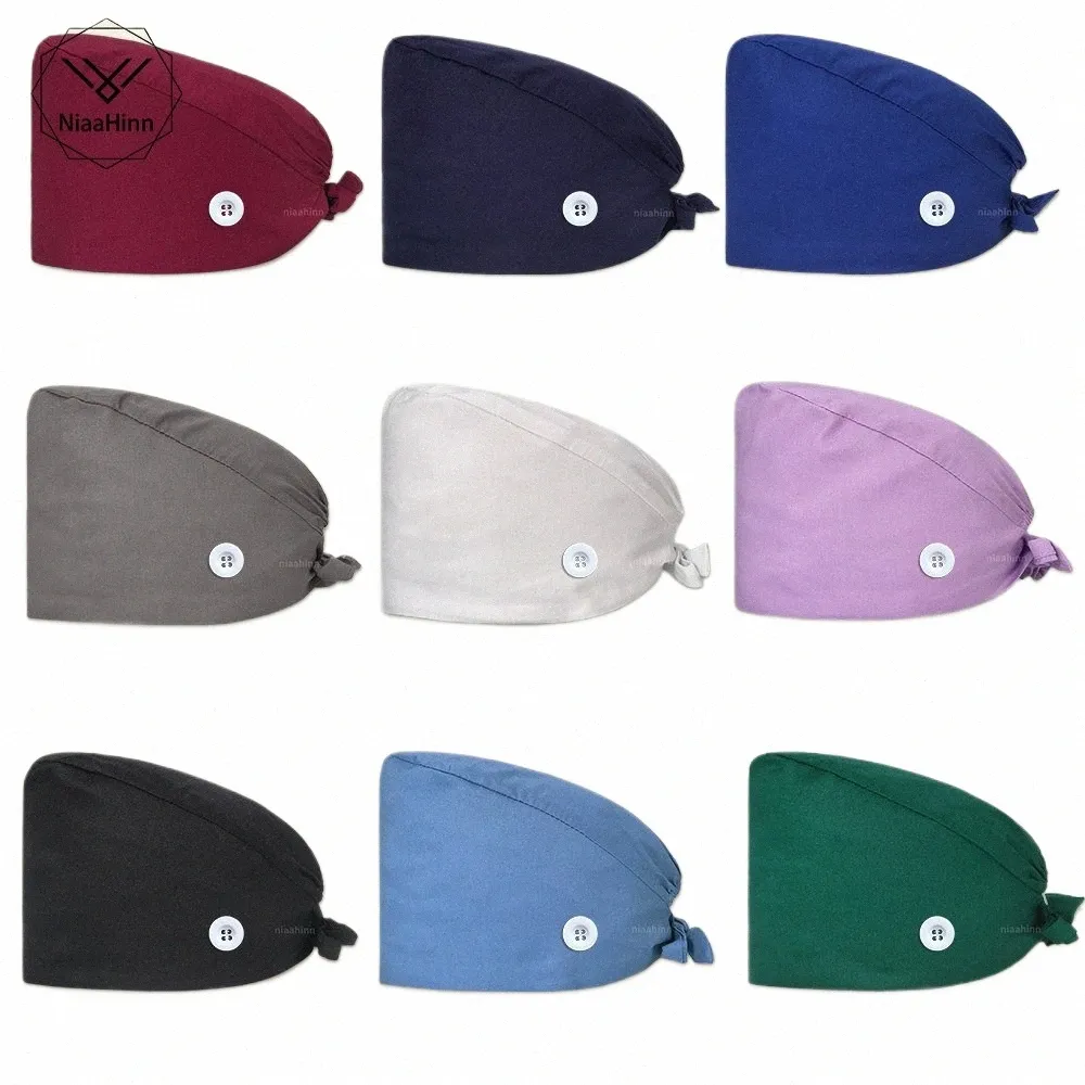 pure Cott Solid Color Medical Uniform Nurse Accories Scrubs Hat High Quality Veterinary Pet Shop Work Cleaning Hygiene Caps z1SS#
