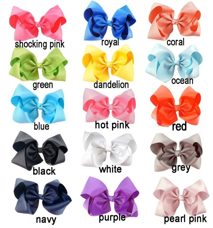 8 Inches New Girls Hair Bows Kids Handmade Bow Hairpin Clips Girls Large Bowknot Ribbon Headband Fashion Baby Girl Hair Accessorie1572056