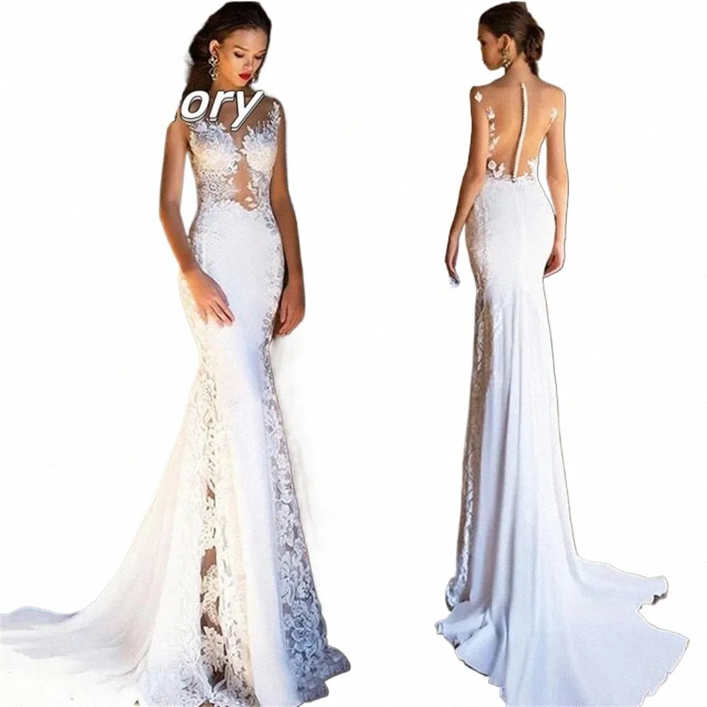 Magnifique Blanc Boho Beach Mariage Dres Dentelle Appliques Sirène Robe De Mariée Sexy Illusi Butts Robes De Mariée Robes De Noiva H56y #