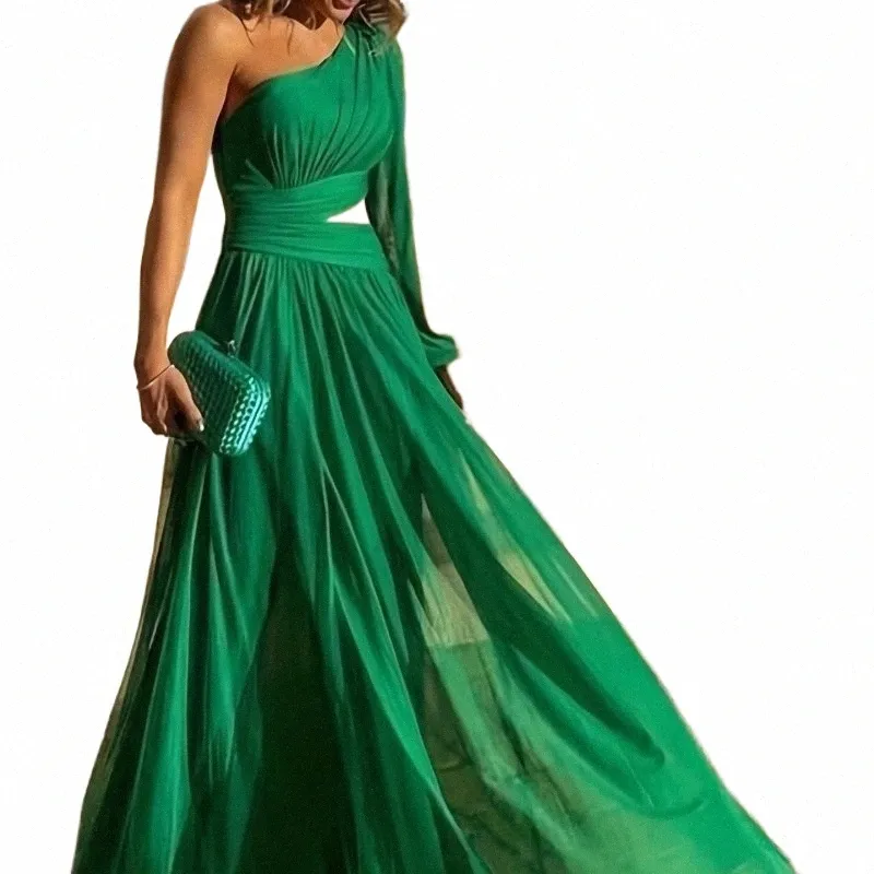 Plus Size Women Green Maxi Dress One Shoulder Empire Waist Polyester  Floor-Length Trumpet Winter Wedding from Dhgate Plus size Dresses - price  25.13