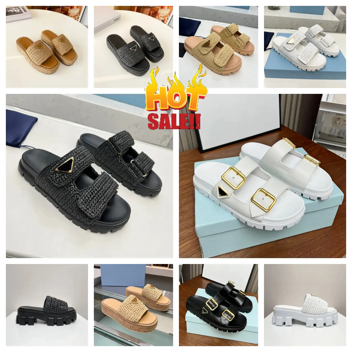 2024 Designer Sandal Woman Wirchet Slides Black White Platform kil