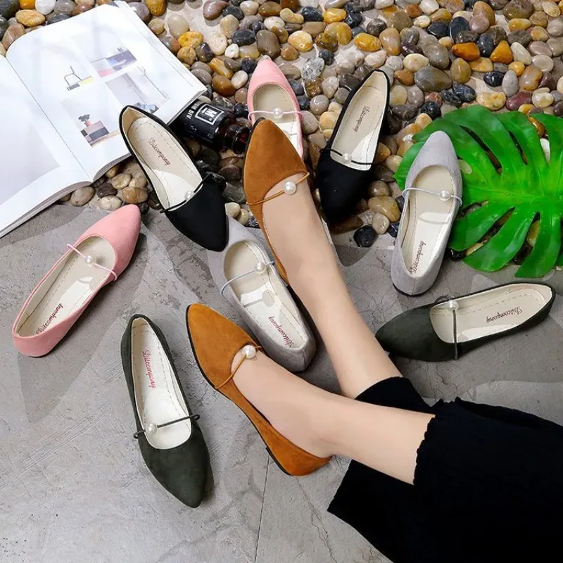 Schoenen dames suède single schoenen dames groot formaat 3541 lowheeled kralen nieuwe Koreaanse flatbottomed forensen schoenen ontwerper schoenen