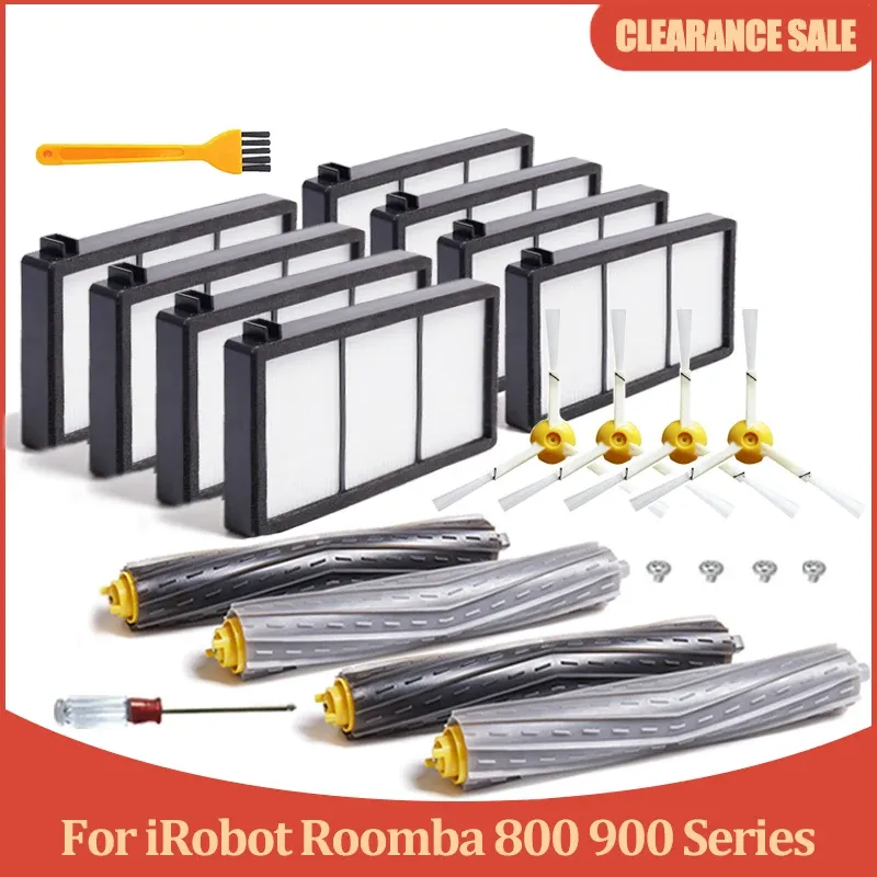 Escova lateral Glassnijder + filtro Hepa + escova de rolo para Irobot Roomba 800 860 870 880 890 900 960 980 peças de acessórios para aspirador de pó robô