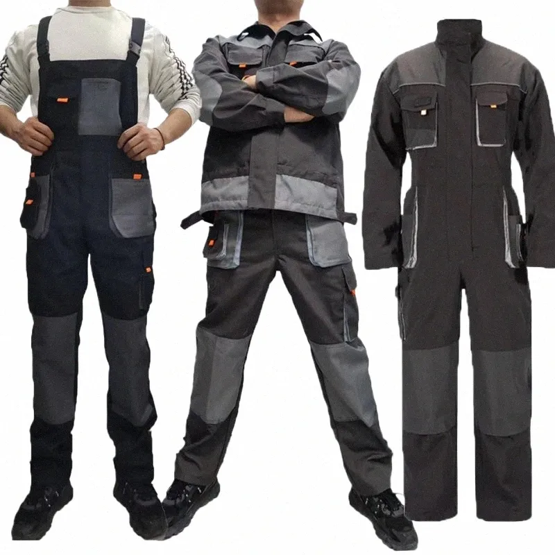 Salopette à bretelles Hommes Travail Combinaison Réparateur Sangle Combinaison Travailleur Durable Pantalon Cargo Uniformes De Travail Plus La Taille Barboteuses Vêtements v95n #