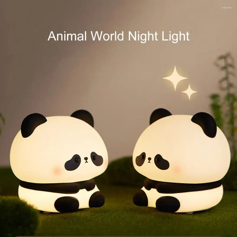 Luci notturne Lampada per bambini a tema animale Forma di panda del fumetto con regolazione della luminosità a tre marce per la cameretta dei bambini Impermeabile