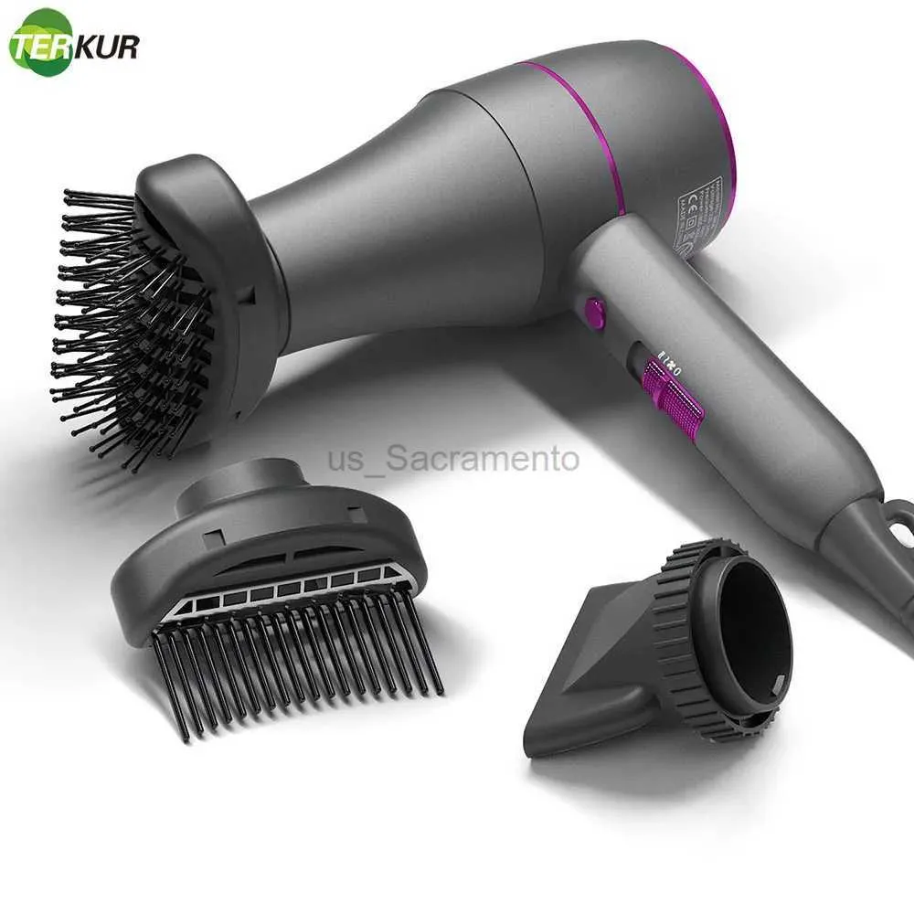 Hair Dryers 1800W Professional Hair Dryer Hot and Cold Strong Wind Powerful Blower Constant Temperature 1 collecting 2 Air Comb Nozzle 3Gear 240329