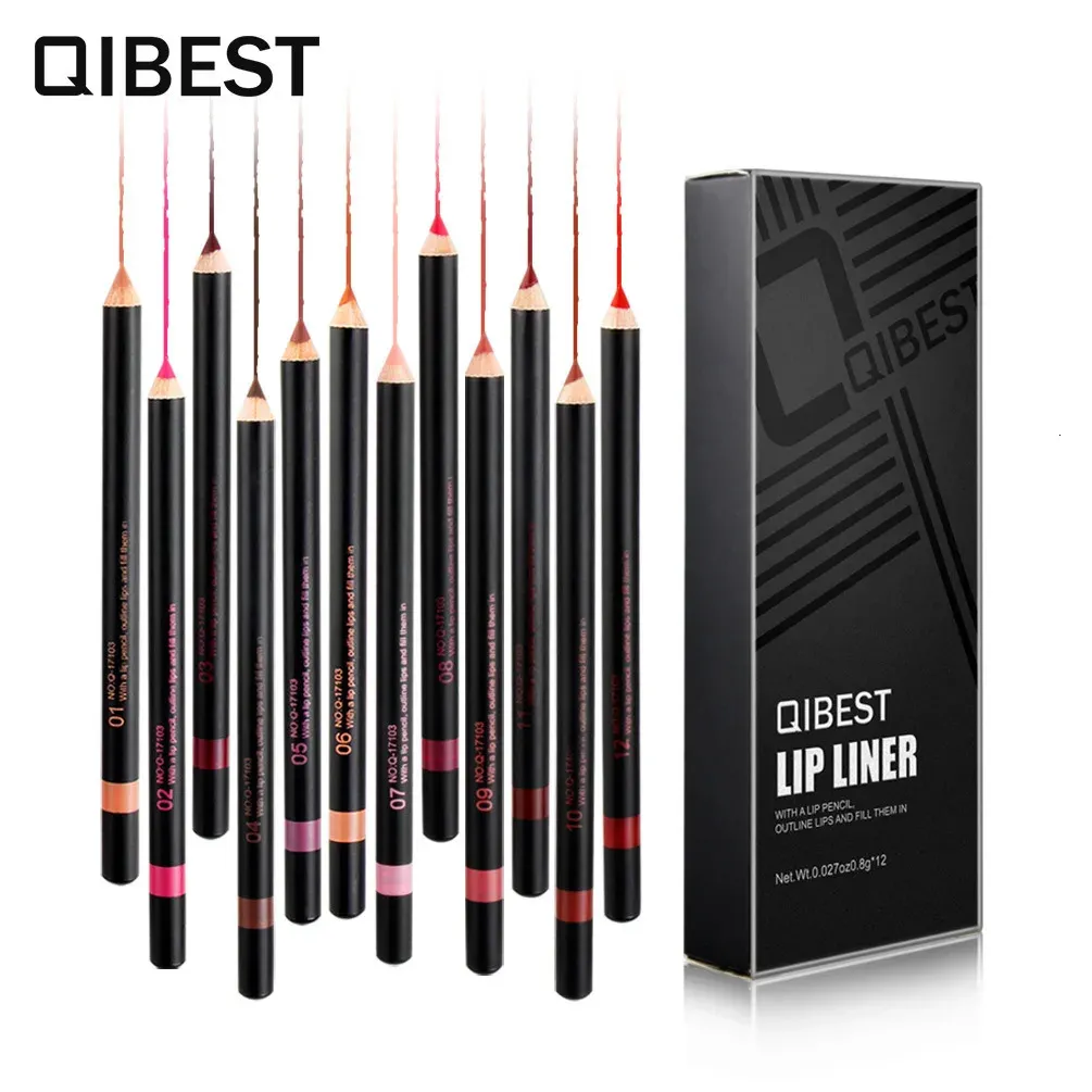 12 Stuks Lip Lippenstift Liner Potlood Set Waterdicht Retoucheren Naakt Make-Up Lip Pen Langdurige Cosmetische Beauty Tool 240323