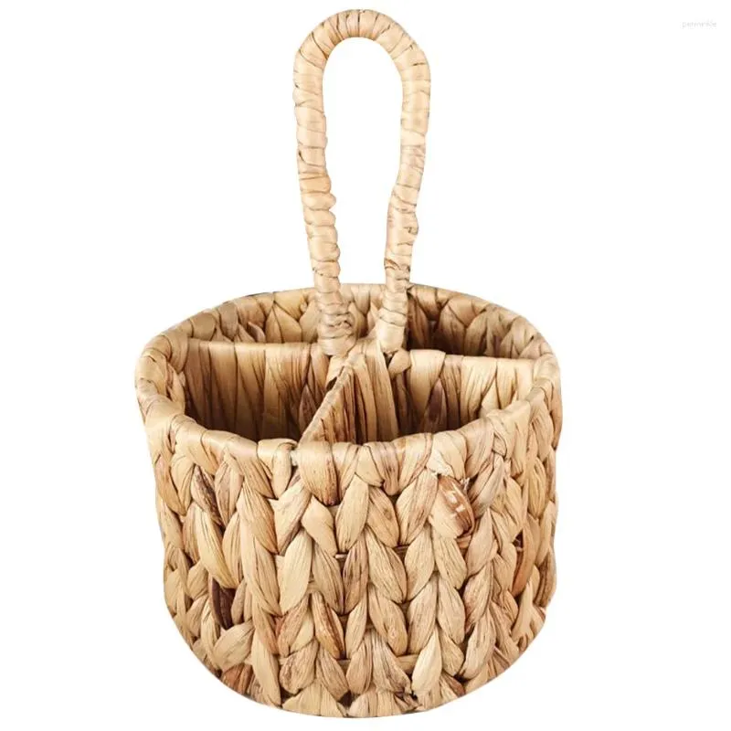 Portaoggetti da cucina Cesto intrecciato a mano Regalo portatile Fiore decorativo Multifunzione