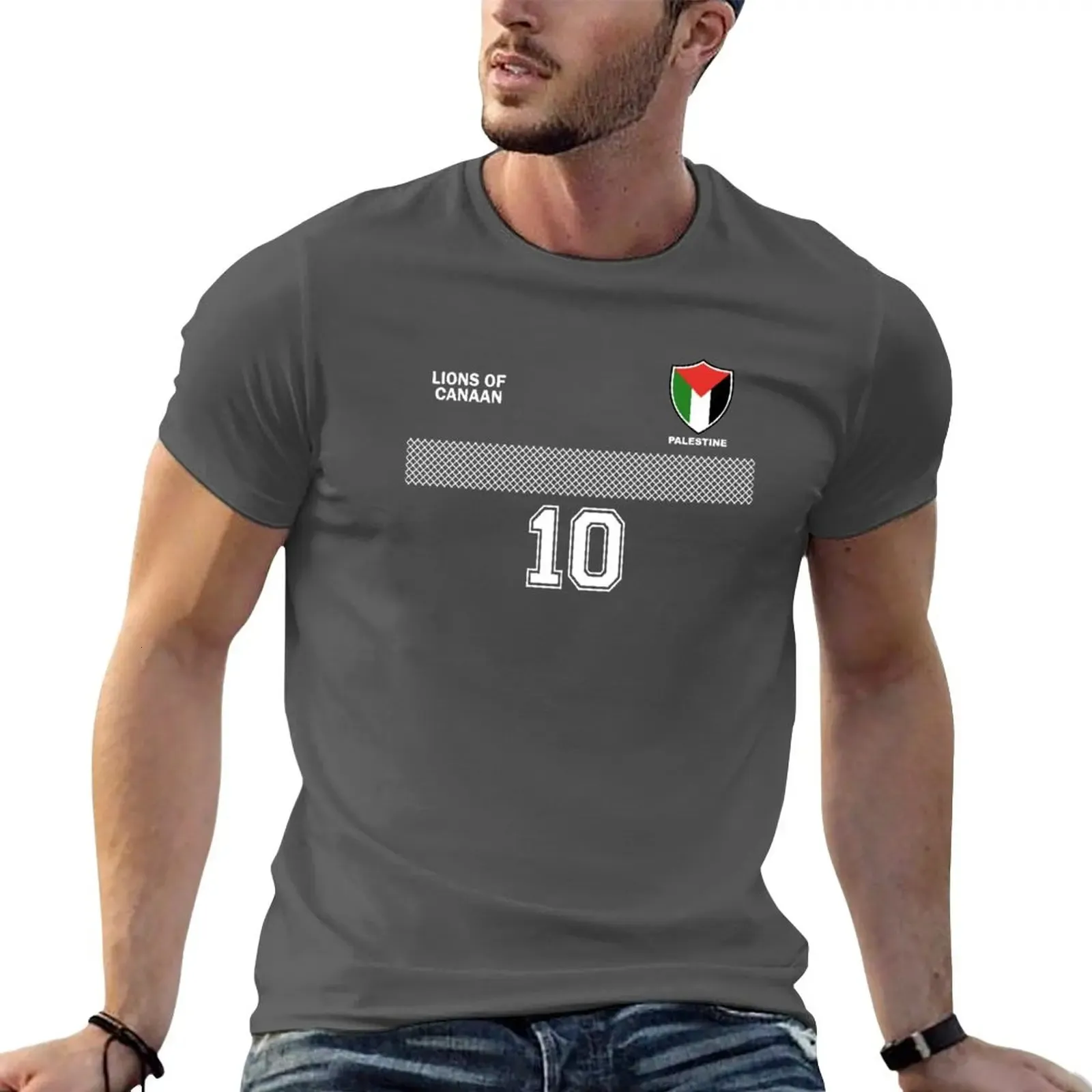 팔레스타인 전국 축구 팀 축구 레코 레트로 저지 가나안의 10 번 티셔츠 빈티지 옷 일반 T 셔츠 남성 240320
