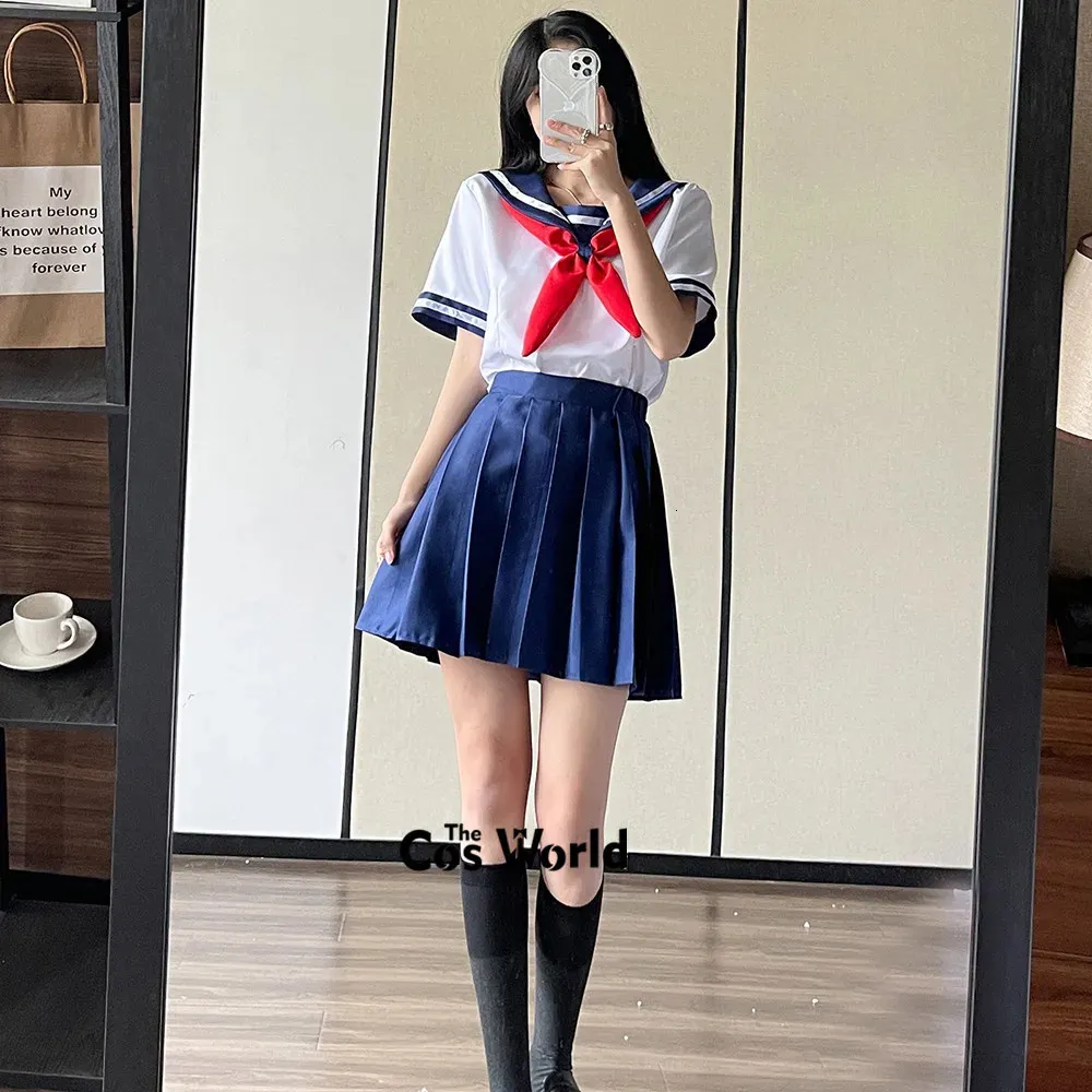 Japońskie preppy Summe Sailor Suits Sumple Sumpl Suits Basic JK High School Class Class Cloth 240325