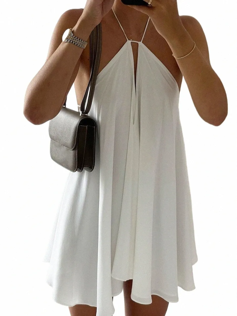 Mini Dress With V Neck Women's Flowy Chiffon Dress V-Neck Mini