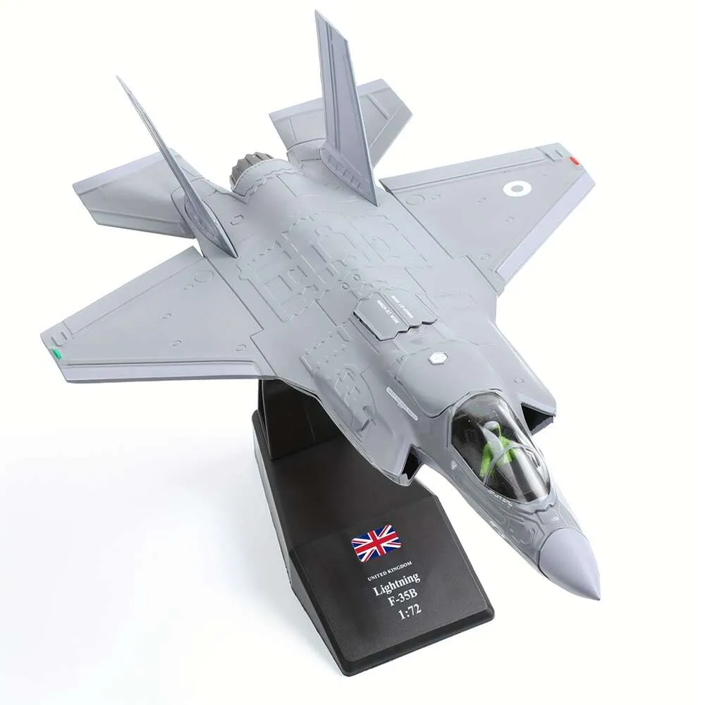 F-35B Lighing II 1:72 Kit de caça Royal Air Force modelo de aeronave fundida com suporte, brinquedo para presente F-35B ZM147