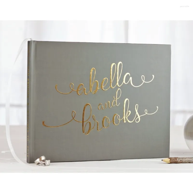 Party Supplies Gray Wedding Guest Book And Gold Guestbook Bridal Shower Gift Po For The Couple Personalized G