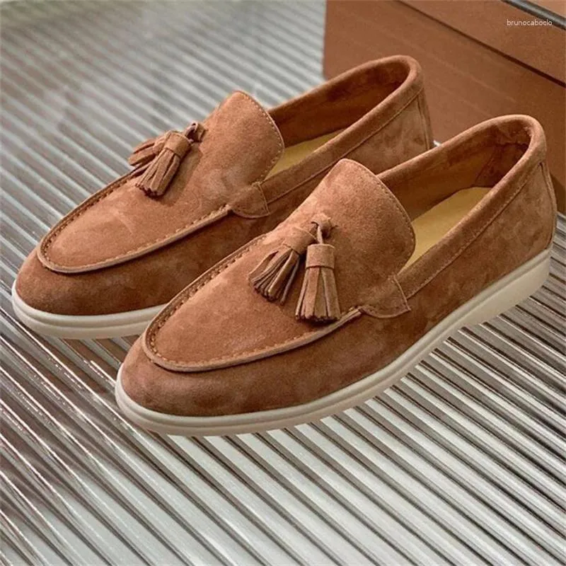 Casual Shoes Suede Leather Metal Lock Loafers Women Slip On Round Toe Mules Flat Autumn Comfort Lovers Walking
