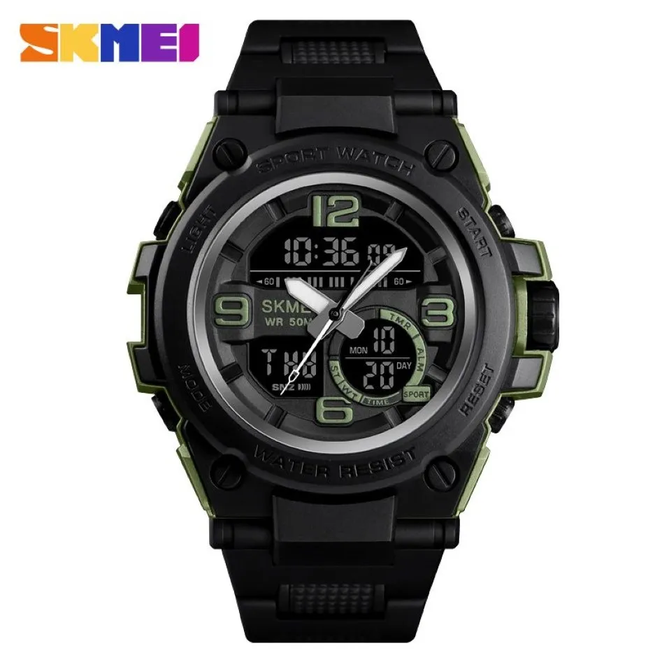 Skmei novo relógio masculino esporte 5bar à prova dwaterproof água relógio de pulso dupla display digital pulseira do plutônio relógio de quartzo reloj mujer 14522942