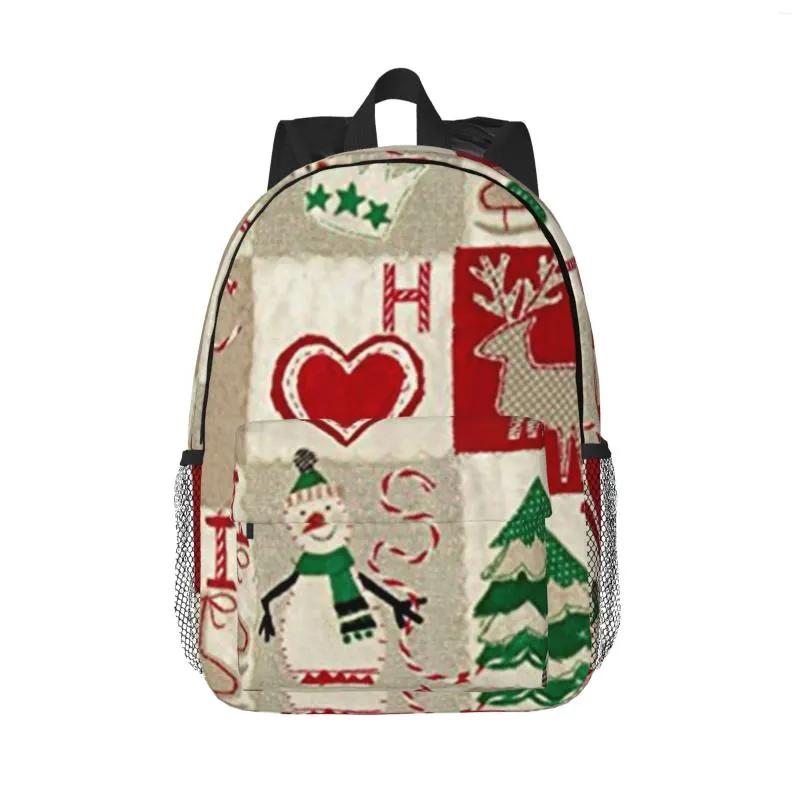 Backpack Christmas Pattern Large Capacity School Notebook Fashion Waterproof Adjustable Travel Sports