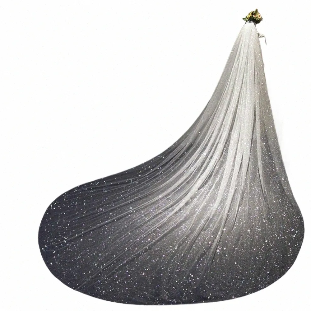 Bling Bling Voiles De Mariée Sparkly Blanc Champagne Lg Cathédrale Gliters Voile De Mariage Avec Peigne 1 Niveau velo de novia 350cm 93Zz #