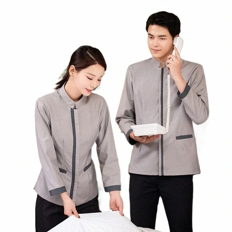 Hotellstädningstjänst enhetlig LG Sleeve PA moster Waiter Workwear rum Fastighet Rengöring Autumn och Winter Clothi T1KN#