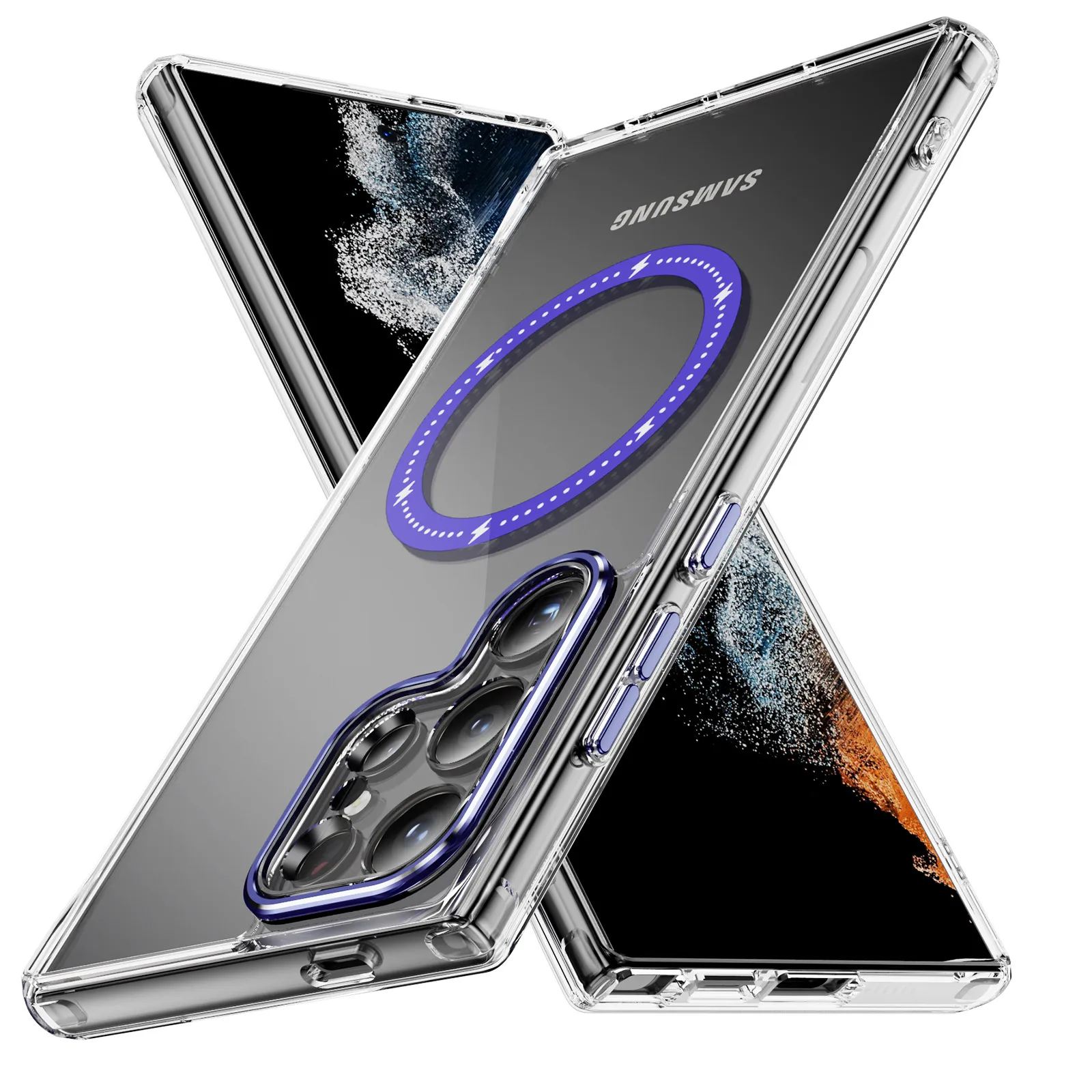 Przezroczyste akrylowe akrylowe obudowy telefoniczne dla Samsung Galaxy S24 Ultra S23 Plus A15 A55 5G przezroczyste galwaniczne ładowanie twardej powłoki.