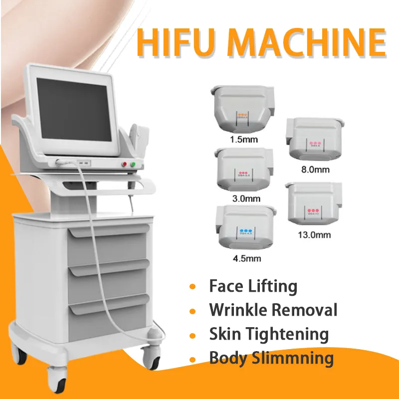 Portable Slim Equipment Hifu High Intensity Focused Ultrasound Face Lift Wrinkle Removal Body Slimming Machine With 3 Or 5 Heads
