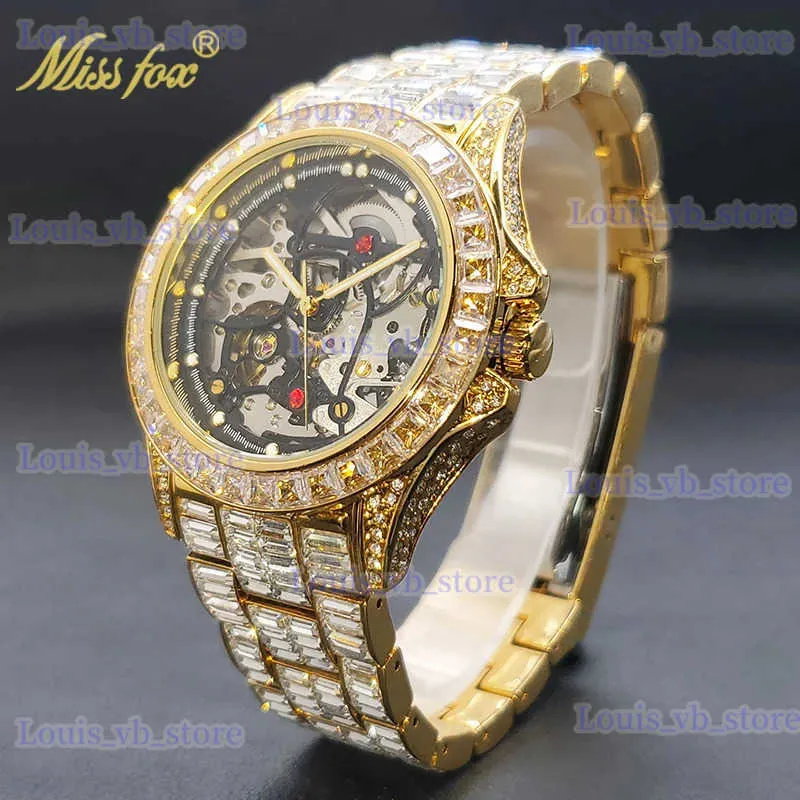 Altri orologi in oro automatico da uomo di lusso ghiacciato con diamanti da uomo meccanico a carica manuale e luminoso orologio impermeabile Dropshipping T240329