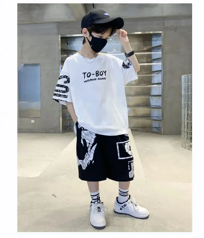 Boys Summer Fashion Set: Trendy Hip Hop Style Outfit for Teens
