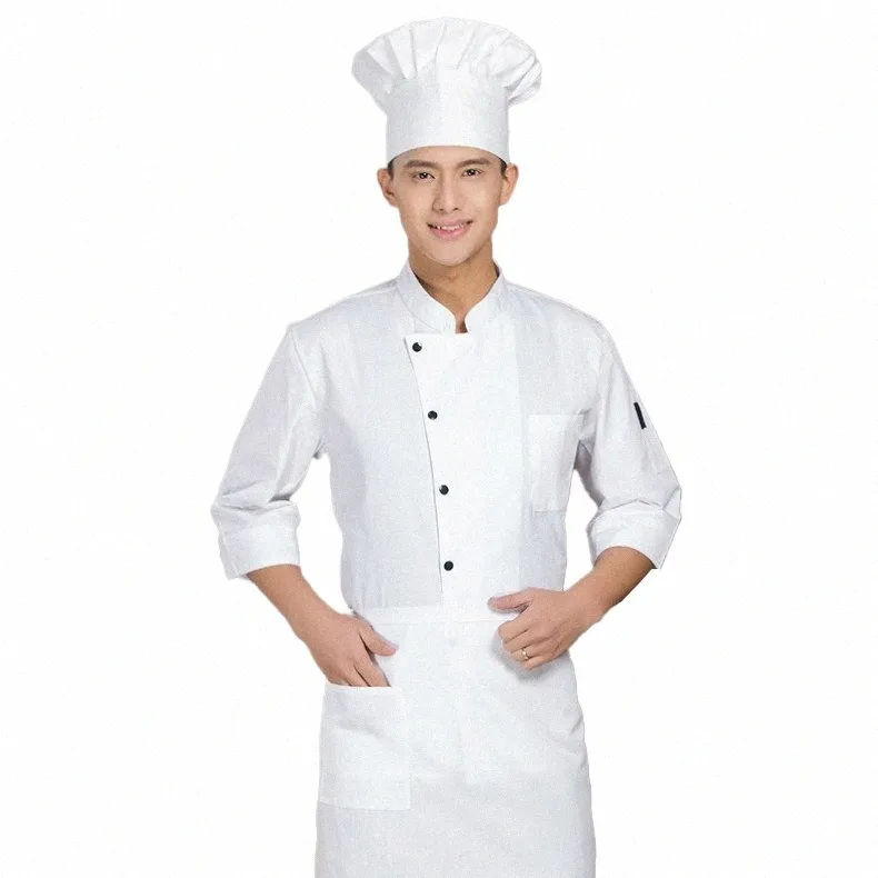 hotel Chef Coat Unisexs Lg Sleeve Western Restaurant Kitchen Cooking Jacket Cook Uniform Bakery Cafe Waiter Working Clothes g5mJ#