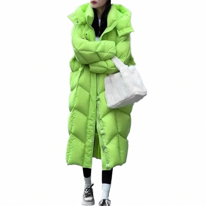 Casaco feminino com capuz para baixo cott 2023 inverno novo em coreano grosso quente gola alta parka solto fino aconchegante jaqueta outwear feminino n9mJ #