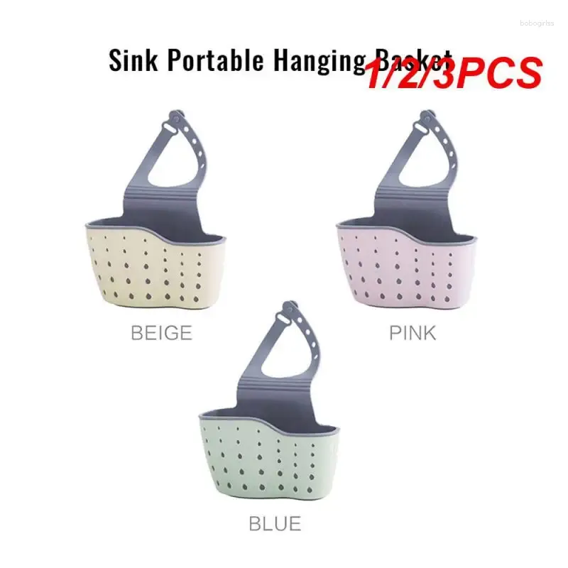 Kitchen Storage 1/2/3PCS Drain Basket Soap Sponge Holder Sink Adjustable Shelf Hanging