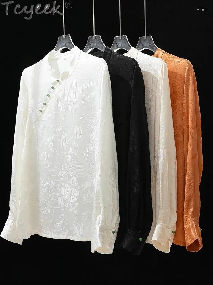 Blouses pour femmes 30Mm Blouse en soie de mûrier femmes vêtements printemps été 50% réel haut élégant femme hauts blancs Blusa Mujer